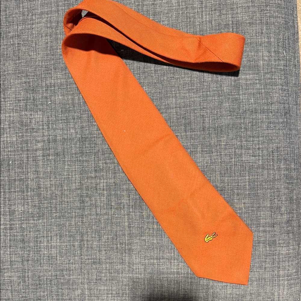Lacoste Orange Men's Tie vintage wool